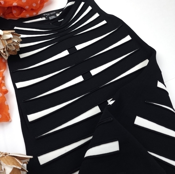 Etcetera Black White Banded Body Contour Dress Sz Small - Picture 9 of 14